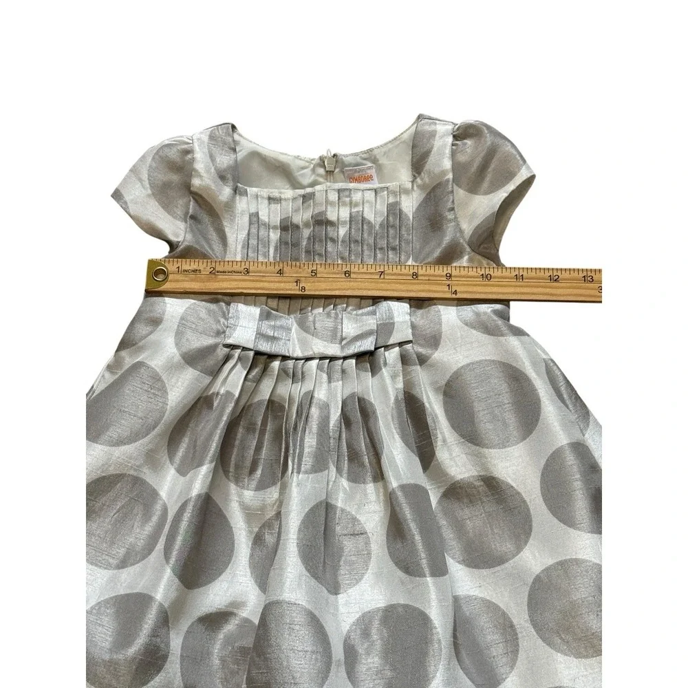 Gymboree Gray‎ Pewter Holiday Gems Pin Tucked Polka Dot Dress Size 2T
